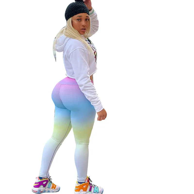 

Gradient Color Print Women Long Leggings Summer Fashion Slim Fit Casual Trousers Outdoor Sports Jogger Yoga Skinny Pants