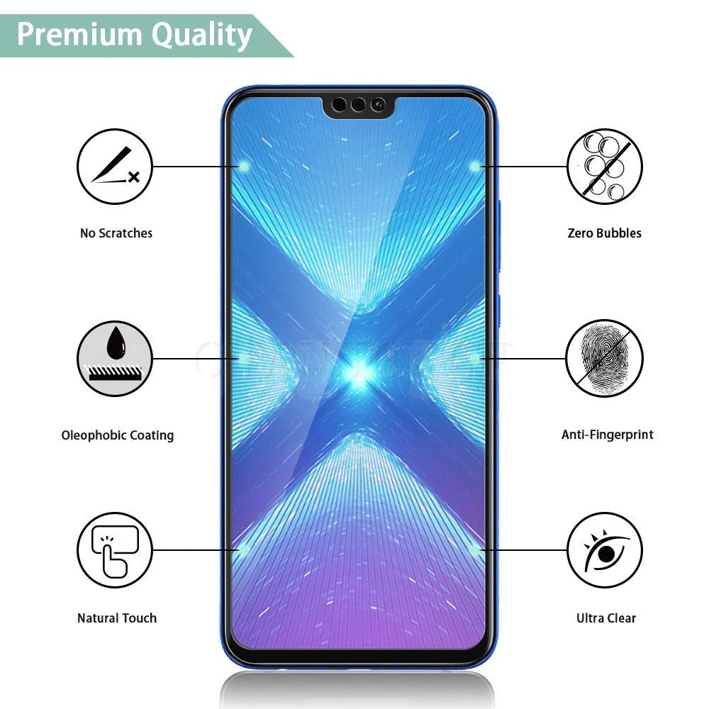 Закаленное стекло 9H с полным покрытием для Huawei Honor 8X Защита экрана 8x Защитная
