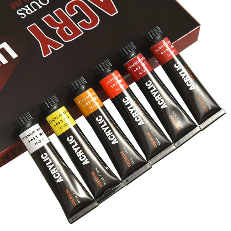 

Acrylic Paint Set 12ml Rich Pigments Non Fading Non Toxic Metallic Paints for Artist & Hobby Painters for Canvas Painting