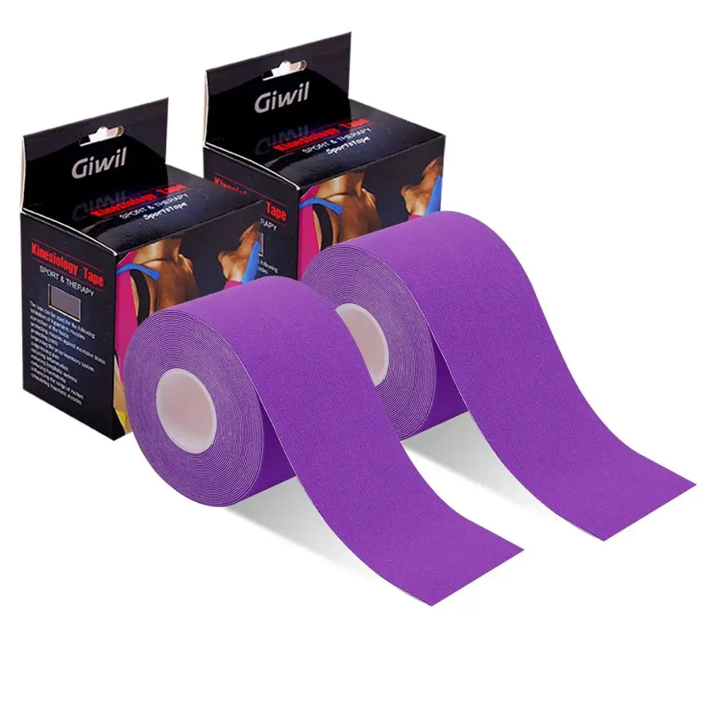 2pack Purple Giwil 2 упаковки кинезиологическая лента Атлетическая поддержка мышц эластичная спортивная лента фитнес Теннис Бег колено Защитная муфта для мышц ножницы - Цвет: 2pack Purple