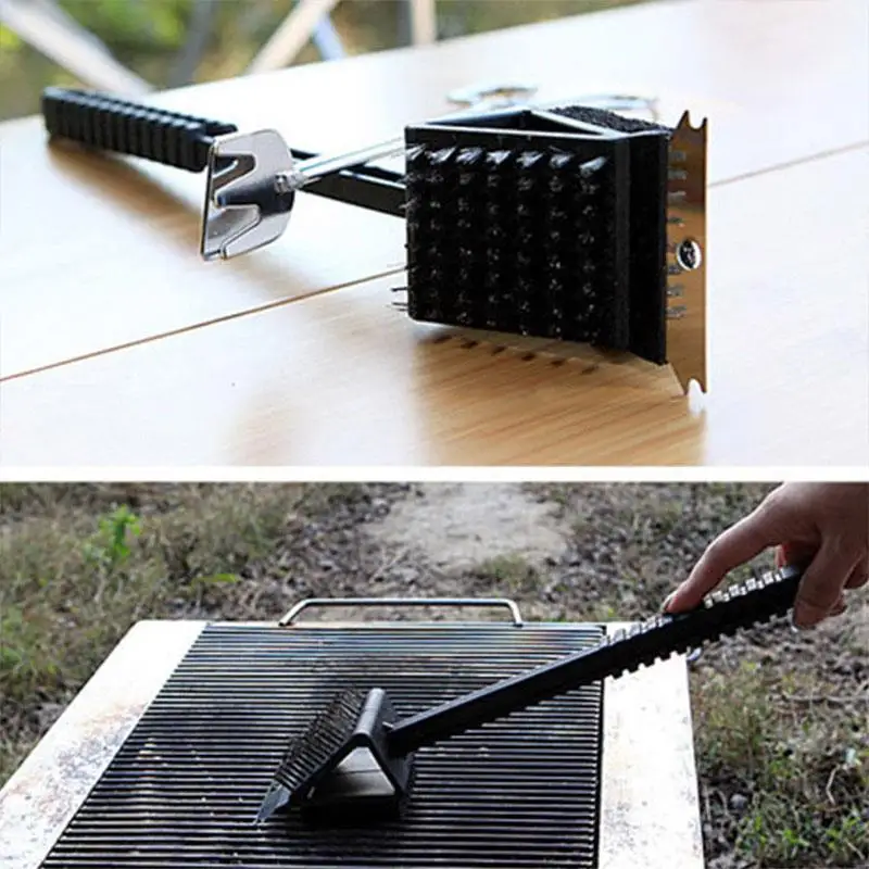 Удобная щетка для барбекю и гриля 3 в 1 кухонная ручка экономичная чистки печь