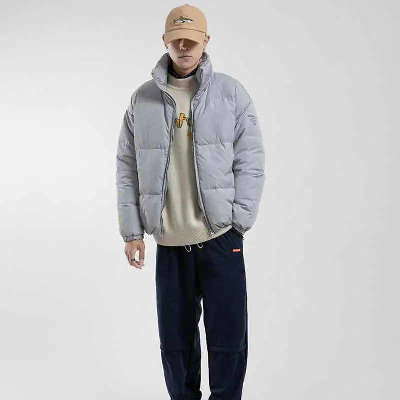 2021 Winter Coat Men Stand Collar Bread Coats Men's Warm Parkas Streetwear Cotton Coats Slim Male Jackets Windproof Padded Coat
