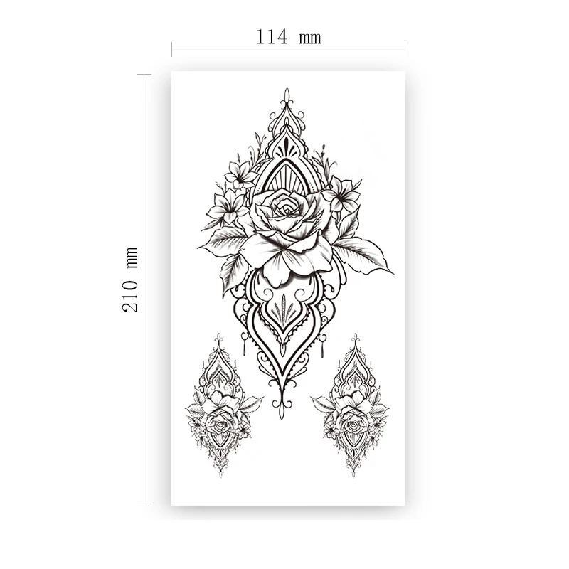 

Plain Flowers Waterproof Temporary Tattoo Sticker Black Rose Jewelry Totem Fake Tattoos Flash Tatoos Arm Body Art for Women Men