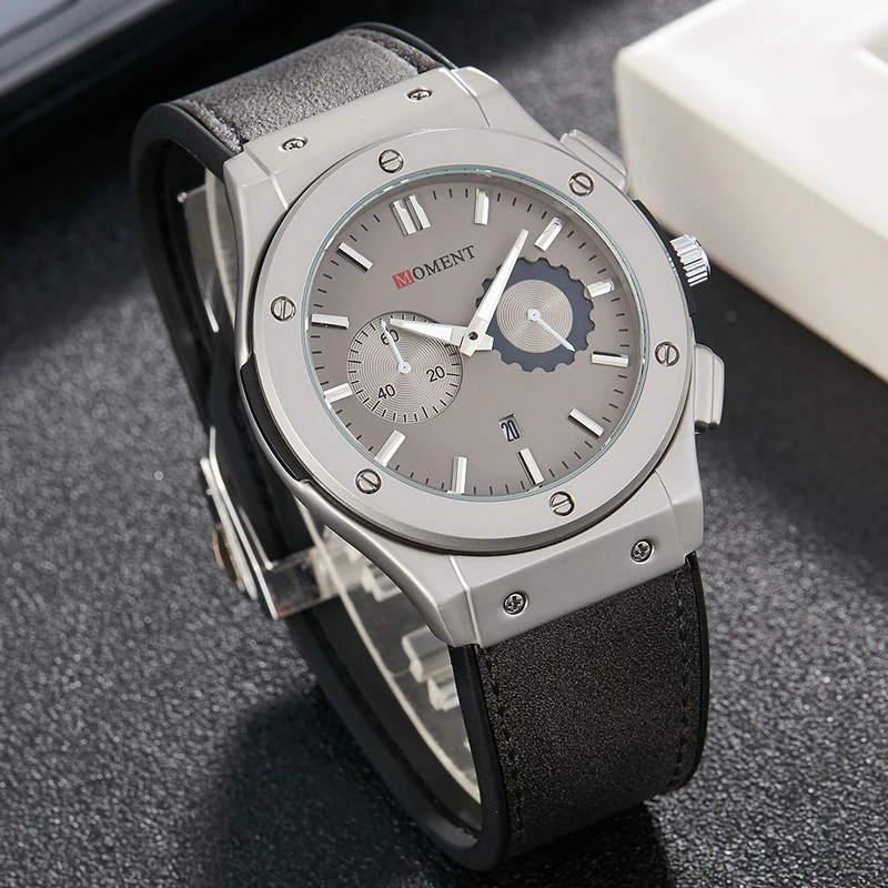 

Creative Men Watches Analog Quartz Date Display Wristwatch Male Fashion Leather Strap Sport Military Clock reloj de madera