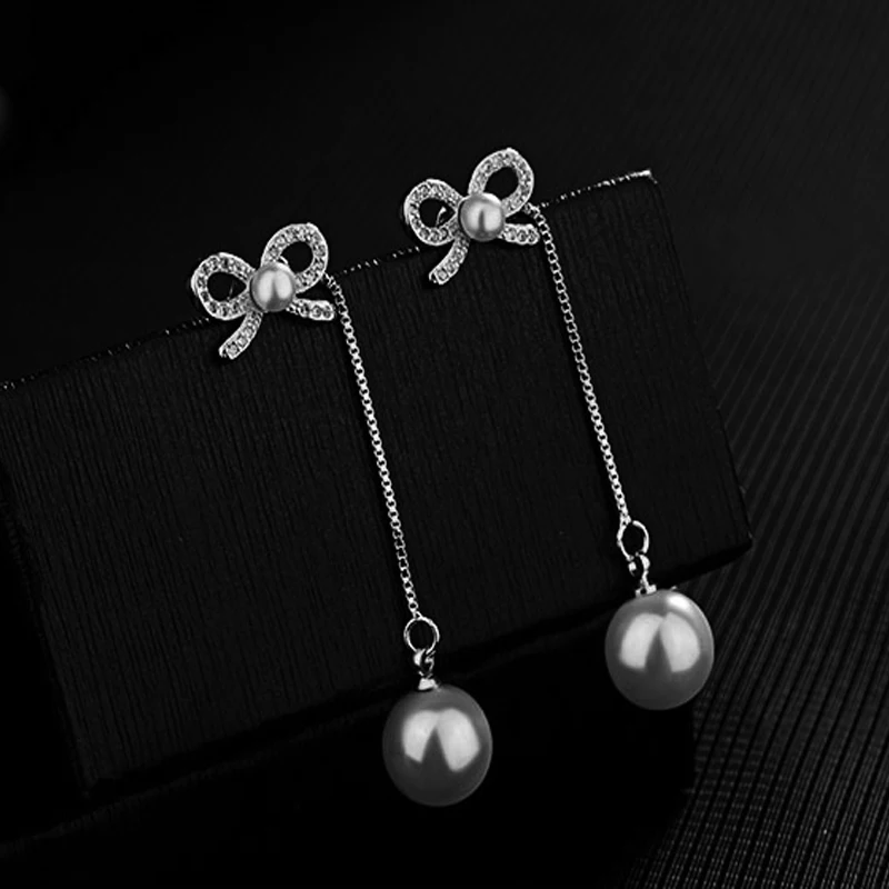 Женские серьги кисточки из серебра 925 пробы с фианитами|Серьги-подвески| |