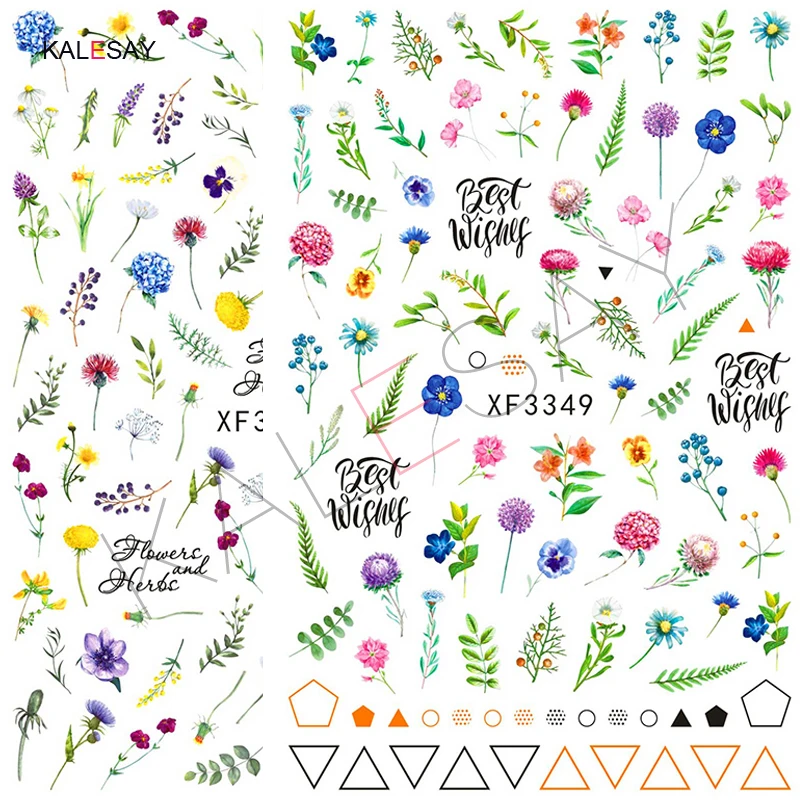 

3D Flower Nail Art Decoration Stickers Manicure Nail Design Sticker Art Decal Spring Green Leaf Decor Not Water Decal Nail Art