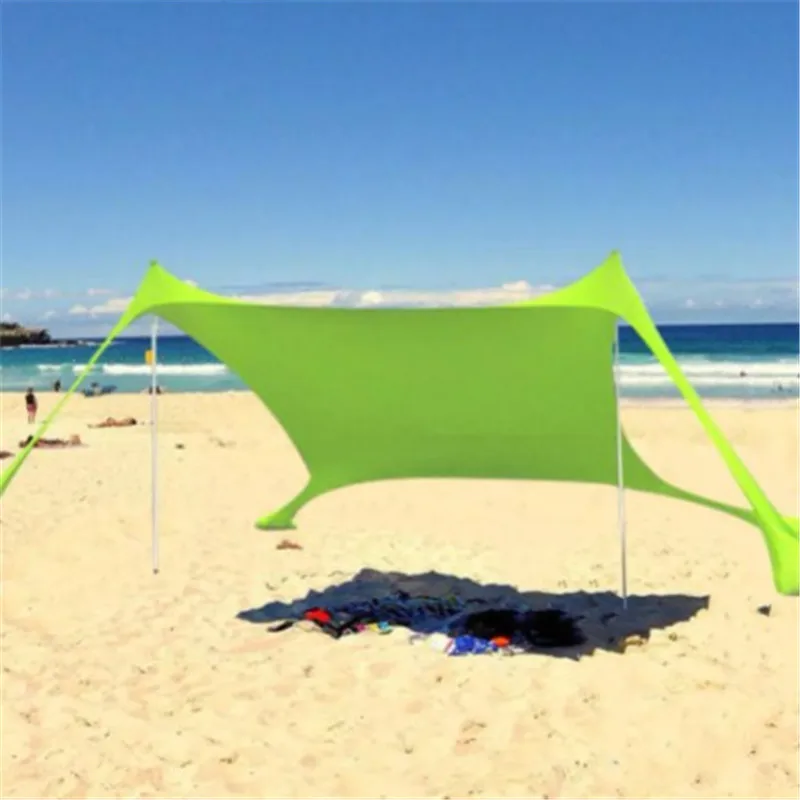 저렴한 패밀리 비치 양산 경량 태양 그늘 텐트 Sandbag 앵커 4 무료 Pegs UPF50 UV 대형 휴대용 캐노피 드롭 Shippin