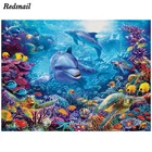 Алмазная 3D картина из смолы под водой, дельфин из подводного мира, алмазная вышивка, мозаика, вышивка крестиком, декор EE525