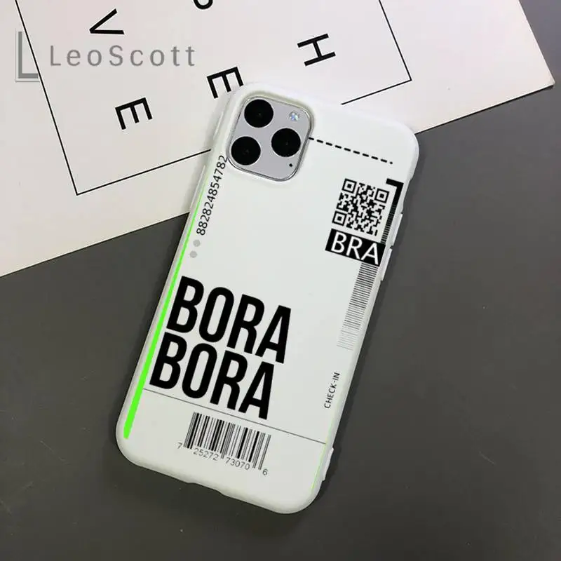 

Air ticket USA city London Paris Travel Phone Case Candy Color for iPhone 11 12 mini pro XS MAX 8 7 6 6S Plus X 5S SE 2020 XR