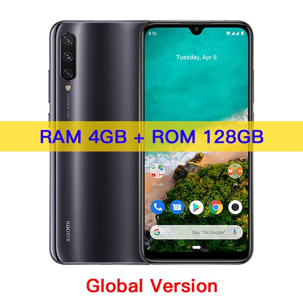 Глобальная версия Xiaomi mi мобильного телефона A3 mi A3 4 Гб 64 Гб 48 Мп+ 32 МП камера Восьмиядерный процессор Snapdragon 665 6,08" AMOLED экран - Цвет: 4GB 128GB Gray
