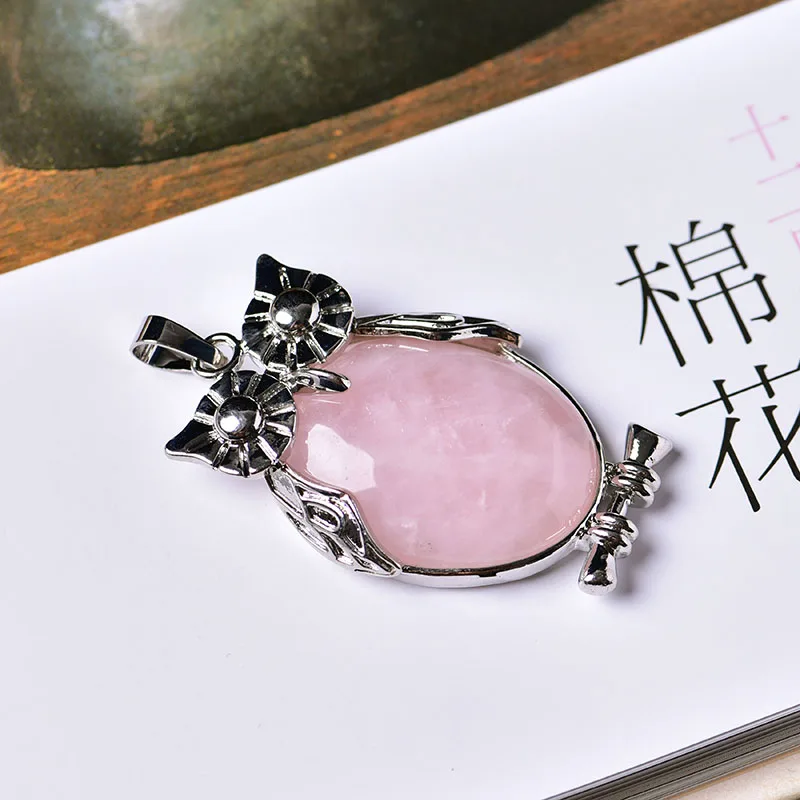 Подвеска в виде совы с аметистом и натуральным кристаллом 1 шт.|Камни| |