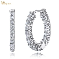wong rain 925 sterling silver created moissanite gemstone wedding party fashion hoop earrings for women fine jewelry wholesale
