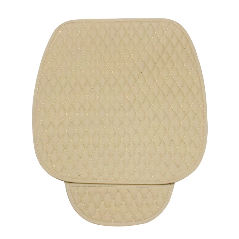 1PCS Front Beige Универсальный автомобильный чехол на переднее и заднее сиденье, дышащий коврик из искусственной кожи, подушка для 5 сидений, подушка на сиденье для автомобильного кресла - Название цвета: 1PCS Front Beige
