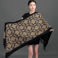 floral embroidery cashmere scarf winter warm womens shawls and wraps tassels foulard femme long pashmina blanket echarpe