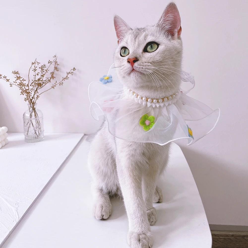 Очаровательное ожерелье из фетра с жемчугом для кошки бандана ювелирные изделия