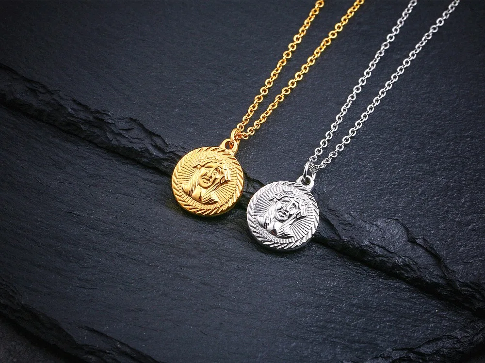 Винтажная подвеска с головой человека Иисуса круглый медальон из нержавеющей