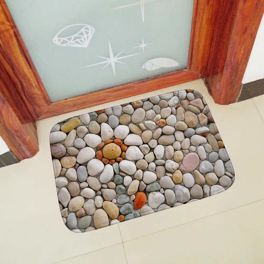Прямая поставка нескользящий напольный коврик с узором из каменных булыжников