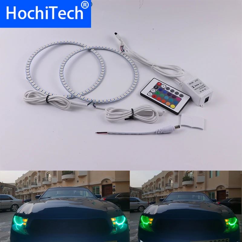 Для Ford mustang 2010 2011 2012 многоцветные светодиодные глаза ангела комплект RGB Halo кольца фары дневного света