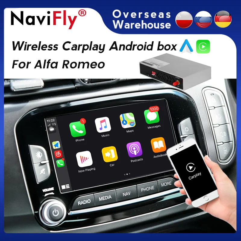 

Navifly"plug and play Decoder Box Wireless CarPlay Android Auto For Alfa Romeo support Mirror Link