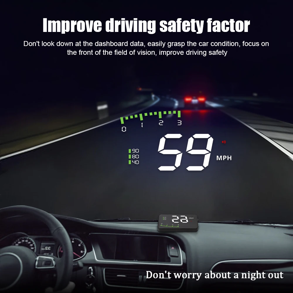 Автомобильный проектор WIIYII HUD A900 с сигнализацией о повышенной скорости для OBD2 II |