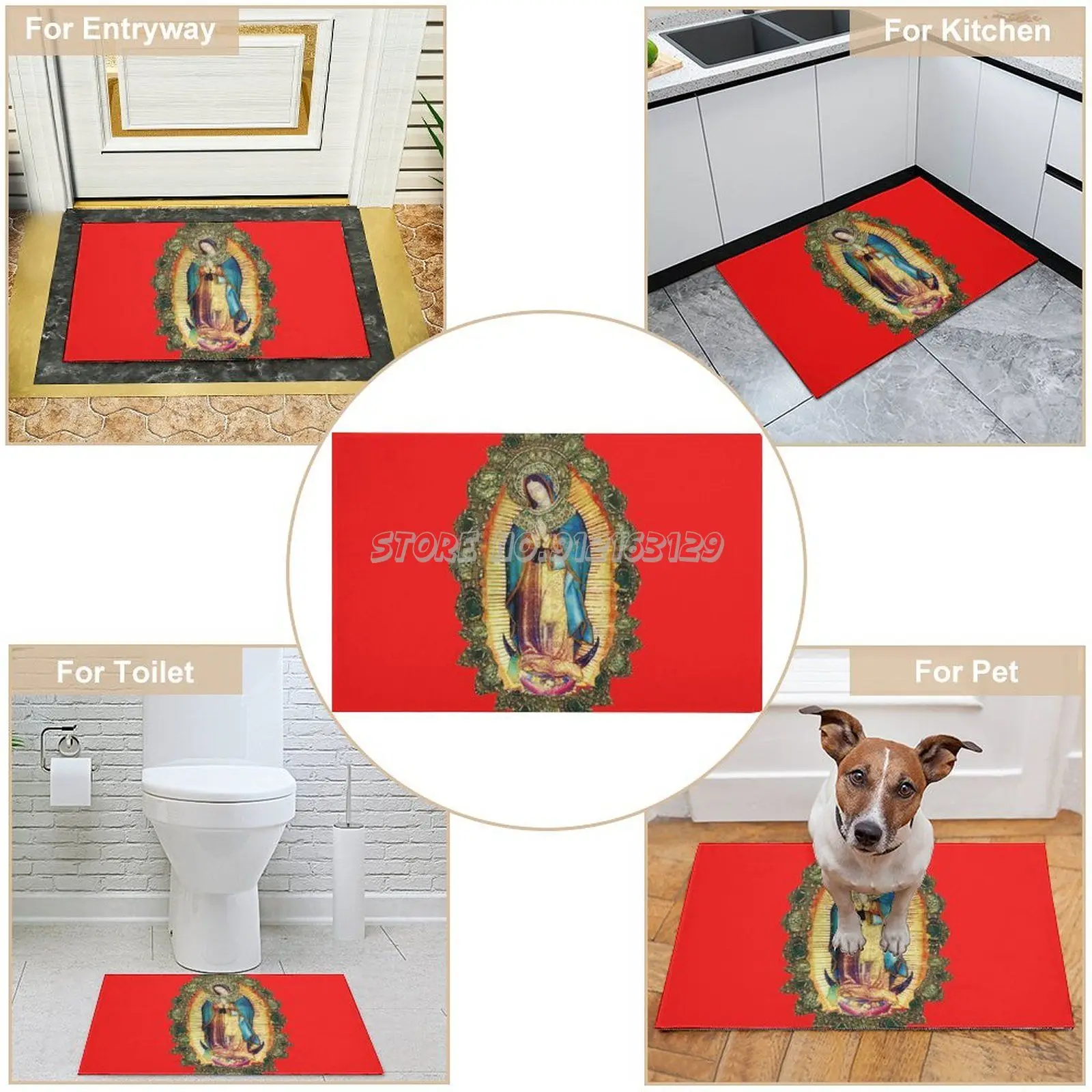 

Our Lady of Guadalupe Mexican Virgin Mary Mexico Angels Tilma Aztec Queen of Heaven Doormat Carpet for Living Room Door Mat Deco