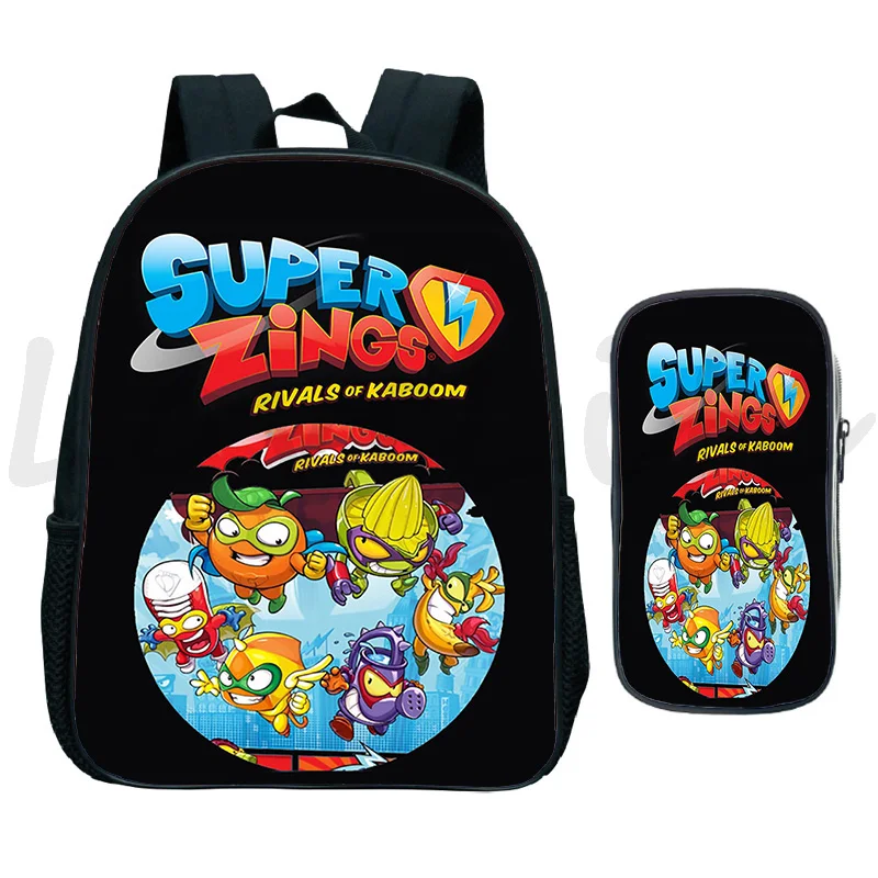 

Super Things Kindergarten Backpack Toddler Bookbag 2pcs Set SchoolBags Children Superzings Preschool Knapsack Pen Bag