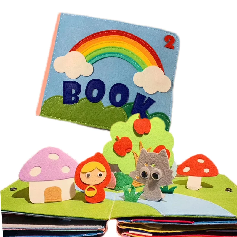 

Rainbow 3D Baby DIY Cloth Book Hand Early Learning Education Quiet Book Soft Washable Unfold Parent-Child Interaction Book