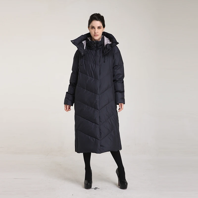 Женская однотонная куртка BURELLA длинная хлопковая с высоким воротником