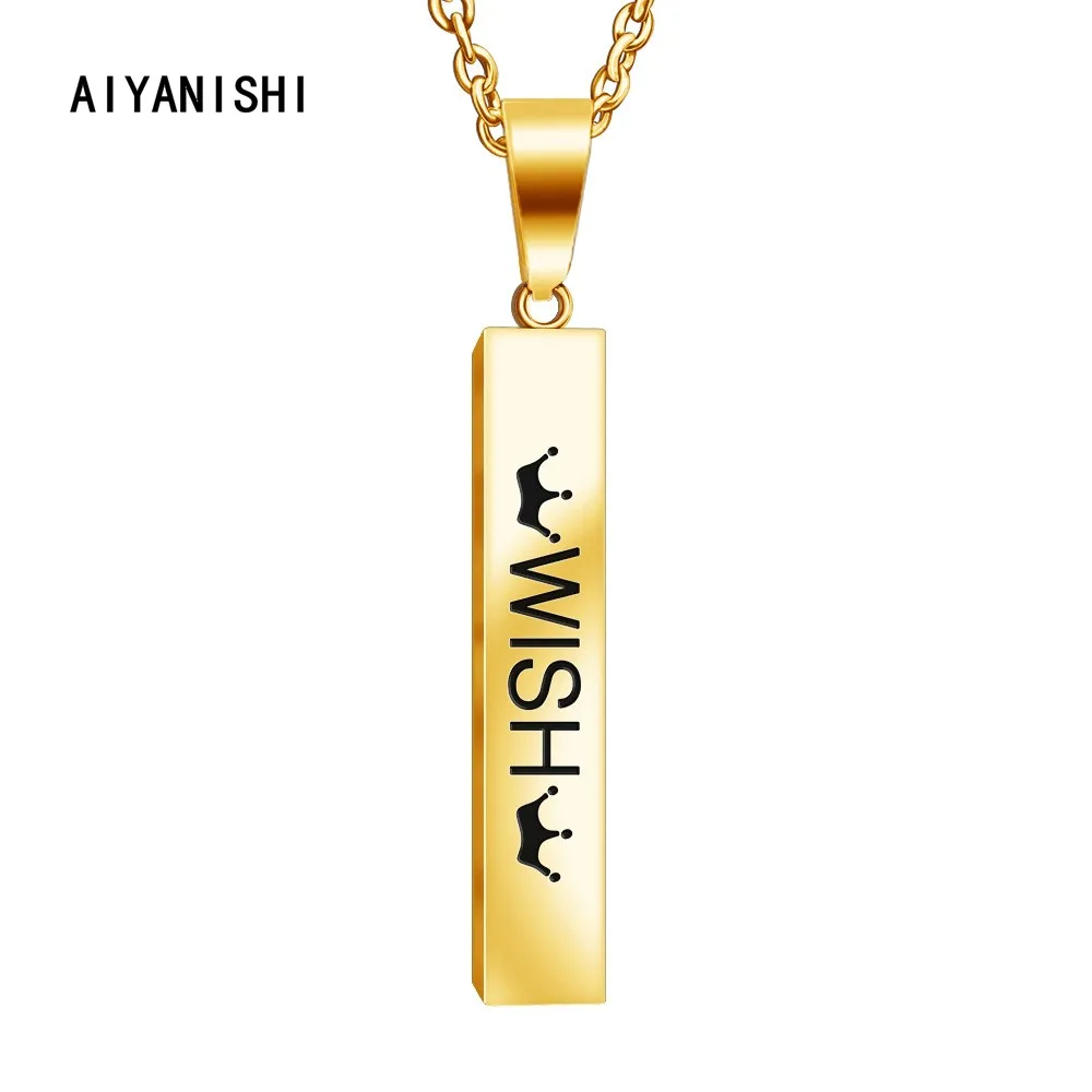 

AIYANISHI Fashion Personalized Engraved Name Necklaces for Women Crystal Bar Necklaces & Pendants Custom Jewelry Drop Shipping