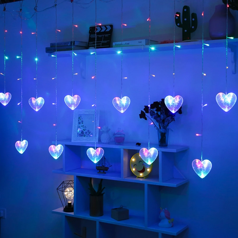 

LED Heart-Love String Curtain Lights Christmas Fairy Lights for Wedding Holiday Party Home Garden Decor