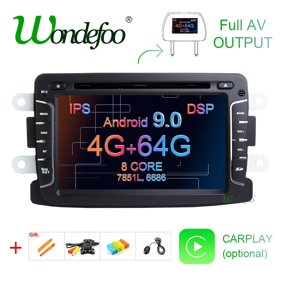 DSP ips 4GB 64G Android 9,0 Автомобильный мультимедийный gps для Dacia Sandero Duster Captur Lada Xray 2 Logan 2 Dokker Lodgy 2012