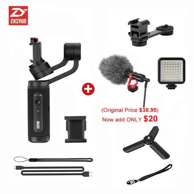 add mount Mic Light Zhiyun Smooth Q2 3-осевой ручной смартфон Gimbal стабилизатор pk DJI Osmo Mobile 3 2 - Цвет: add mount Mic Light