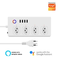 wifi smart power strip with 4 outlets 4usb ports 1 4m extension cord voice works with alexa google home brazil standard