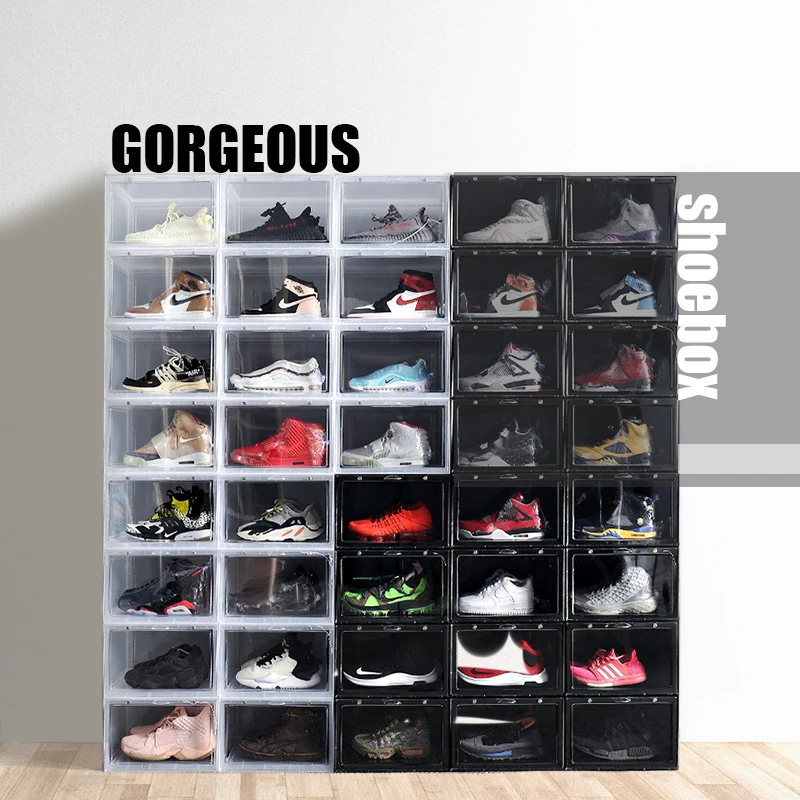

Transparent Storage Shoe Box Home Storage Sports Shoes Front and Side Open Acrylic Basketball Shoe box Cabinet Display Cabinet