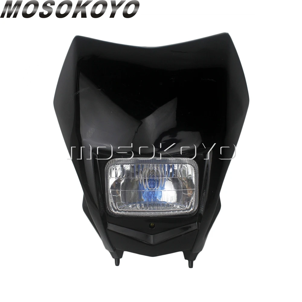 Фара для мотокросса MX Enduro для Honda CRF150F CRF230F Supermoto Dirt Bike налобный фонарь универсальный для Yamaha Suzuki KTM - Цвет: Черный