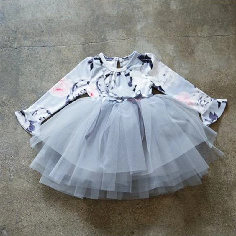 Dress 10 Grey Рождественское кружевное платье с цветочной вышивкой для девочек; Детские платья принцессы для девочек; сезон осень-зима; вечерние бальные платья; одежда для детей - Цвет: Dress 10 Grey