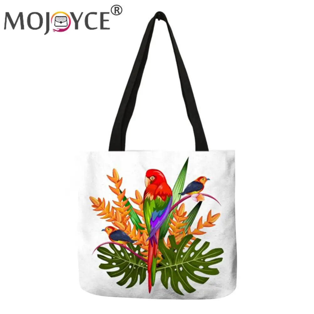 

Casual Cute Rabbit Sea Turtle Halloween Cartoon Birds Printed Shoulder Shopping Bag Portable Big Capacity Linen Storage Handbags