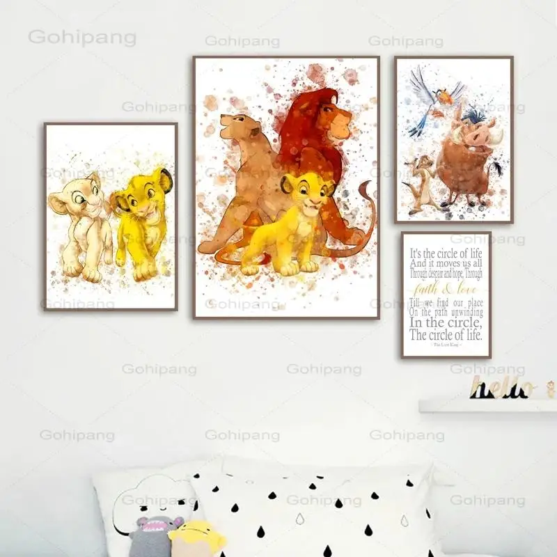 

Canvas Painting The Lion Family Nordic Posters and Prints Nursery Wall Decor Kids Cartoon Wall Art Pictures Living Room Decor