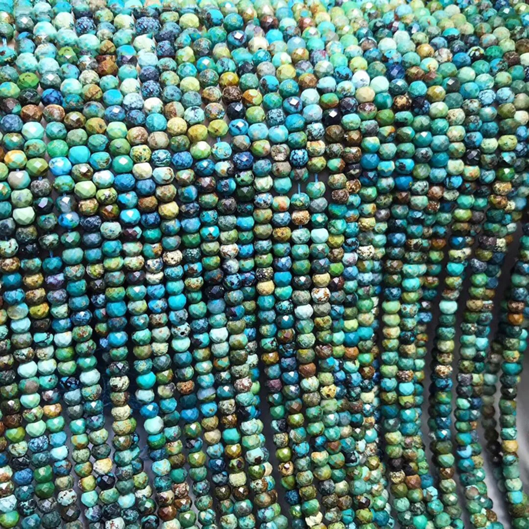 Натуральный бирюзовый 2x3 мм 3x4 Круглые граненые бусины для изготовления