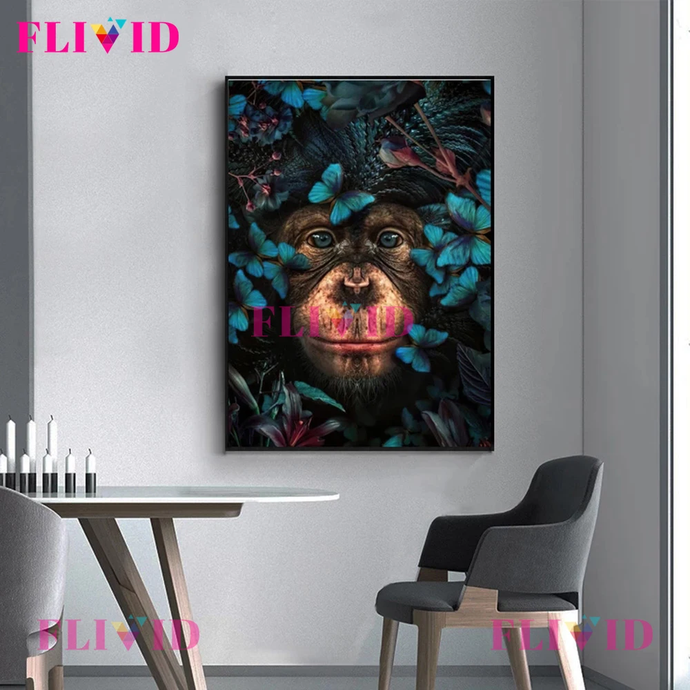 

Modern Leopard with Flower Leaf Animal Wall Art Canvas Painting Nordic Poster Wall Pictures For Living Room Home Decor Unframed