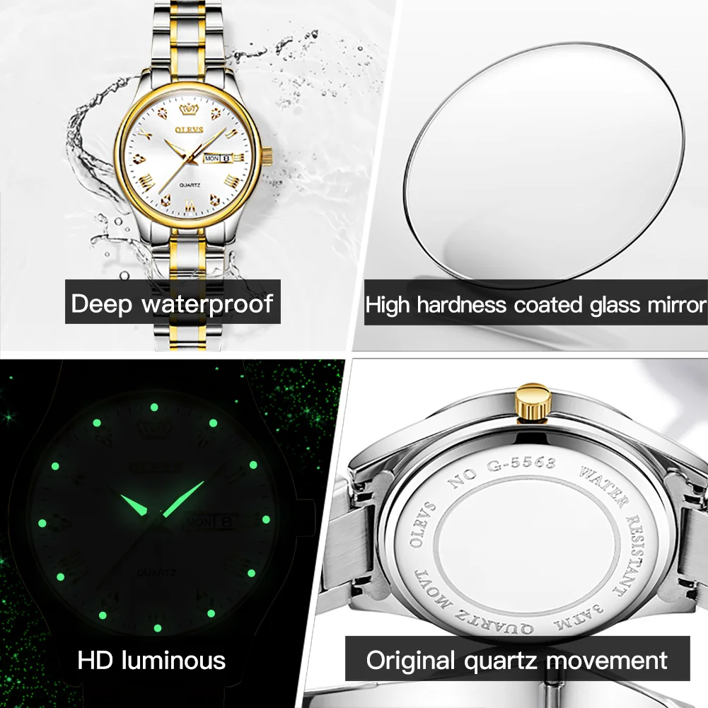 2020 OLEVS Watches Women Fashion Watch Luxury Stainless Steel Waterproof Female Clock Ladies Quartz Wristwatch Relogio Feminino enlarge