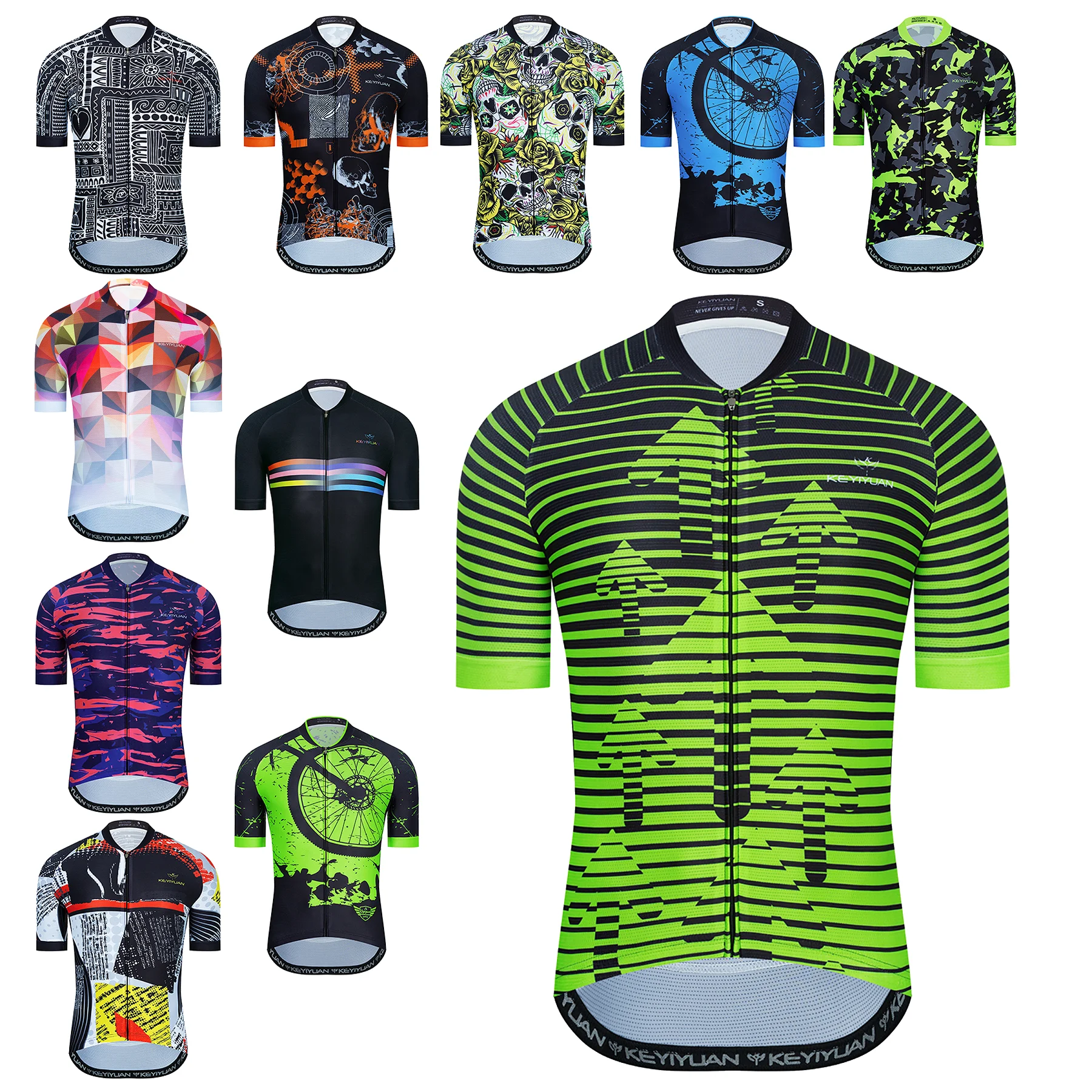 

KEYIYUAN 2022 Men Mountain Bike Cycling Jersey T-shirt Short-Sleeved Road Yellow And black Racing Jersey Blusa Ciclismo Blusas