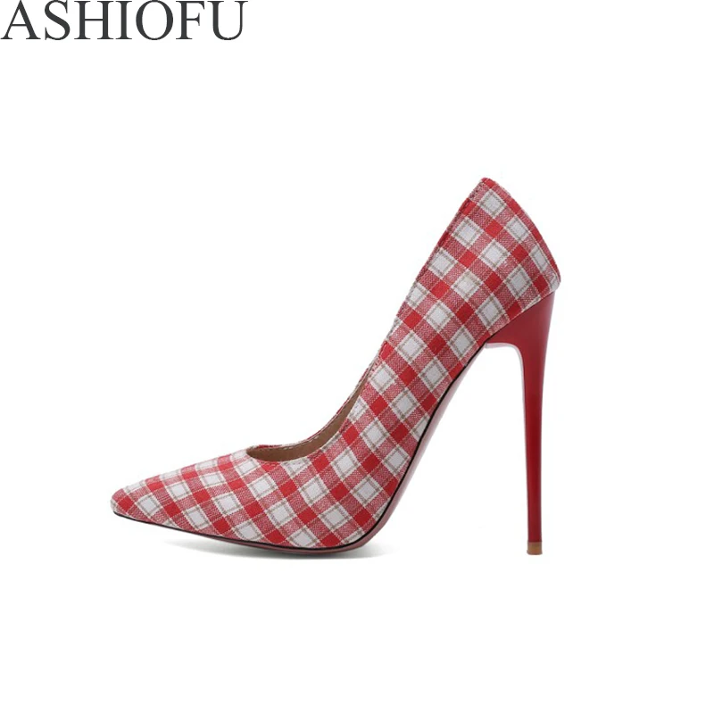 

ASHIOFU Handmade Ladies Stiletto High Heel Pumps Slip-on Pointy Dress Shoes Office&Career Fashion Daily Court Shoes