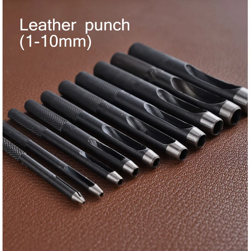 Набор дыроколов для работы с кожей 1-10 мм Круглый дырокол резак часов ленты ремни