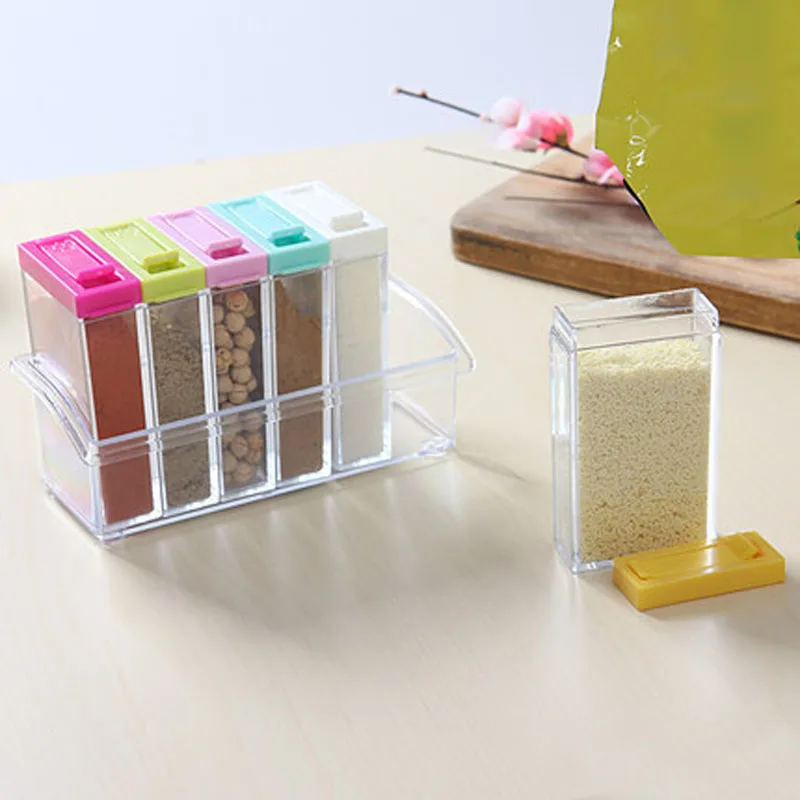 6 шт. коробка для приправ прозрачная красочная баночка специй с крышкой MSG кунжут