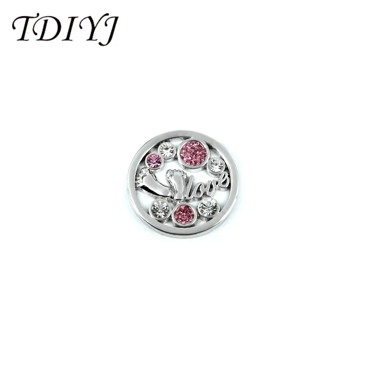 TDIYJ новый дизайн 33 мм сплав кристалл детские ноги Монетный диск для 35 брелоки