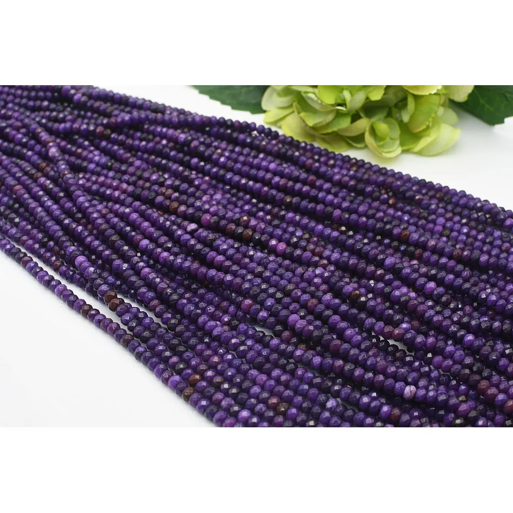 

4x6mm Natural Faceted purple jade Round stone beads For DIY Bracelet Necklace Jewelry Making Strand 15"