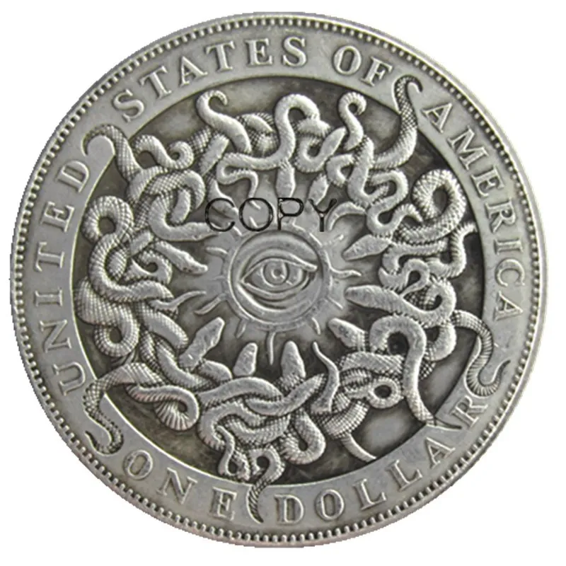 

HB(108)Hobo USA Morgan Dollar1893 skull zombie skeleton Silver Plated Copy Coins