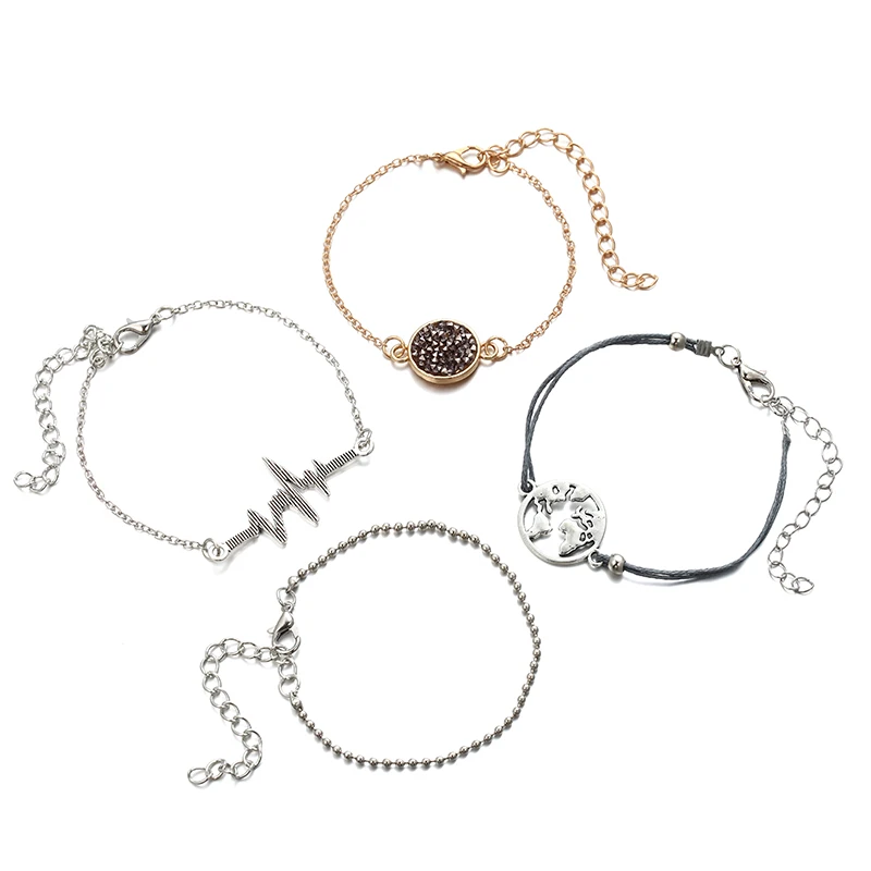 2021 Crystal Inlay Gold Chain Bracelet Earth Beaded Charm String Bracelets Jewelry Gifts For Women Accessories Wholesale | Украшения и