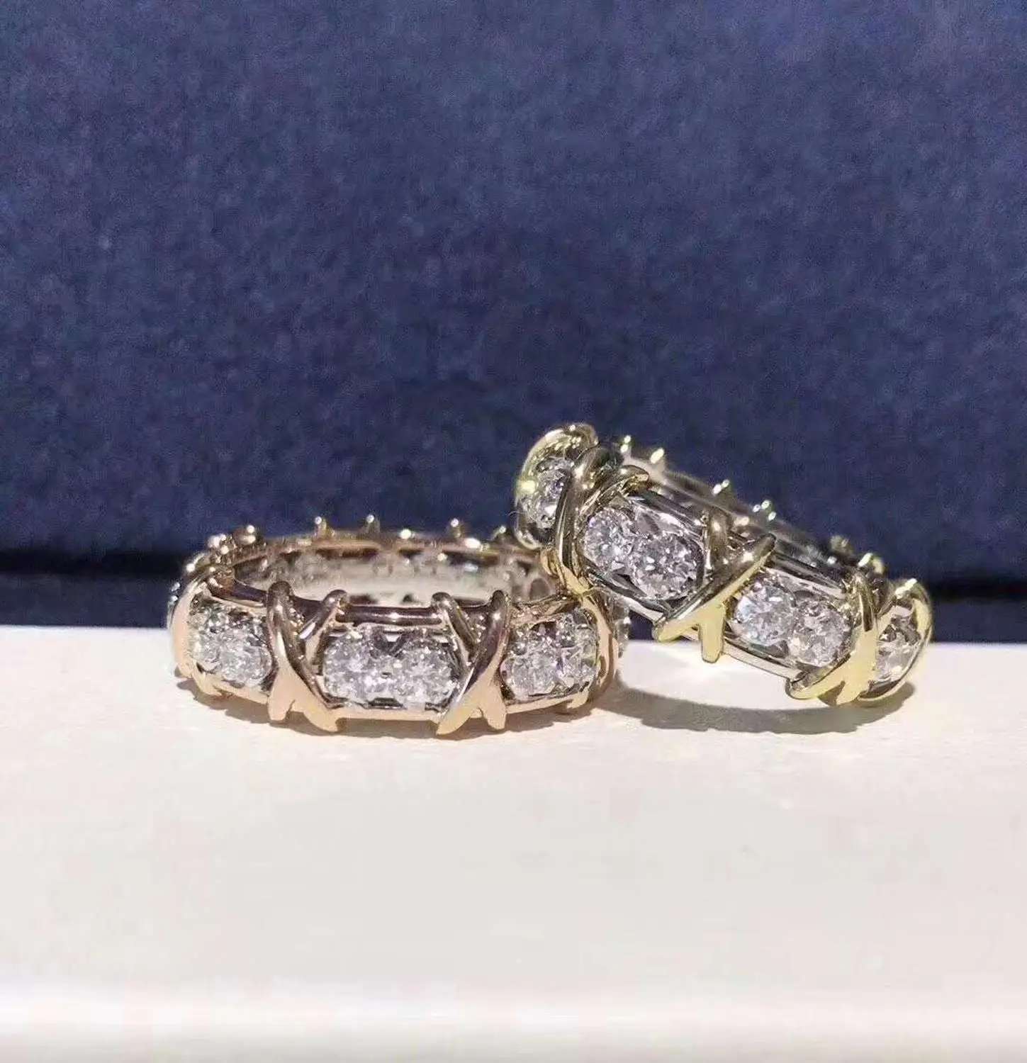 

Couples Ring 925 Sterling silver Jewelry X cross Silverware Moissanite classical accessories Ladies ring Valentine's Day gift